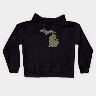 Tree Bark Green | Michigan Camouflage Pattern Kids Hoodie